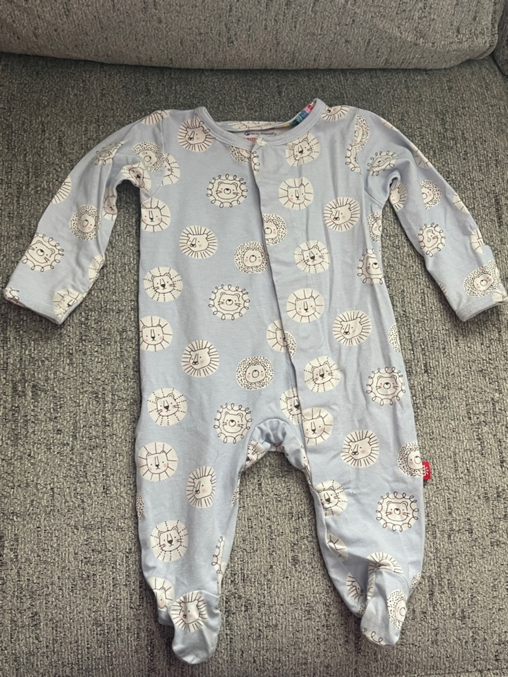 Magnetic Me Light Blue Footed One-Piece with Cream Lion Faces